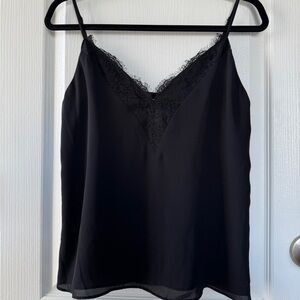 Socialite Black Lace Trim Tank Top